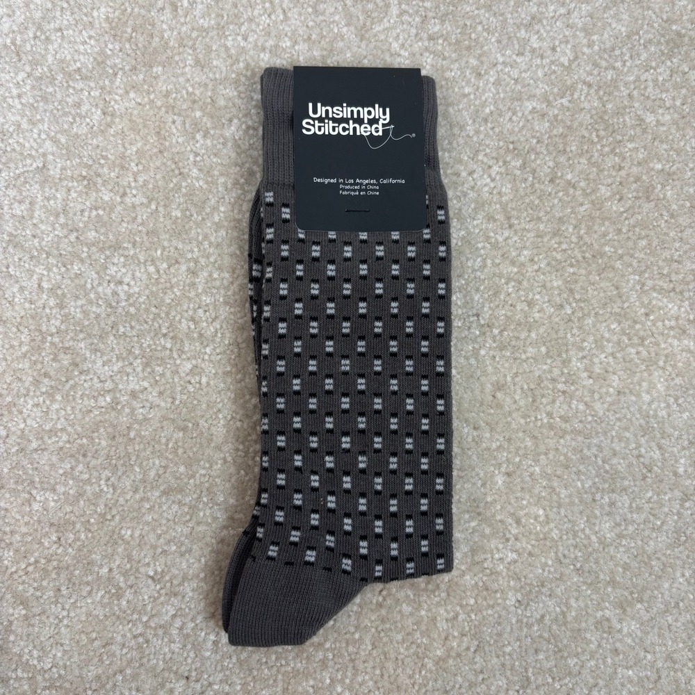 Unsimply Stitched Men's Dress‎ Socks Gray Patterned 8-12 NWT